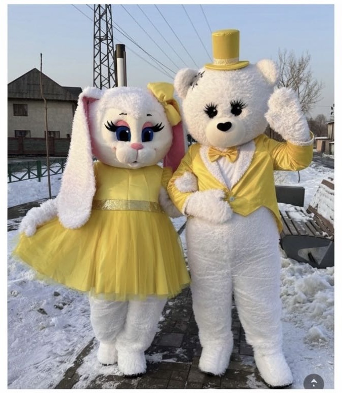 Карнавальный костюм Костюм Аниматор Карнавальный костюм Мишка Зайка Ростовые куклы белый, желтый