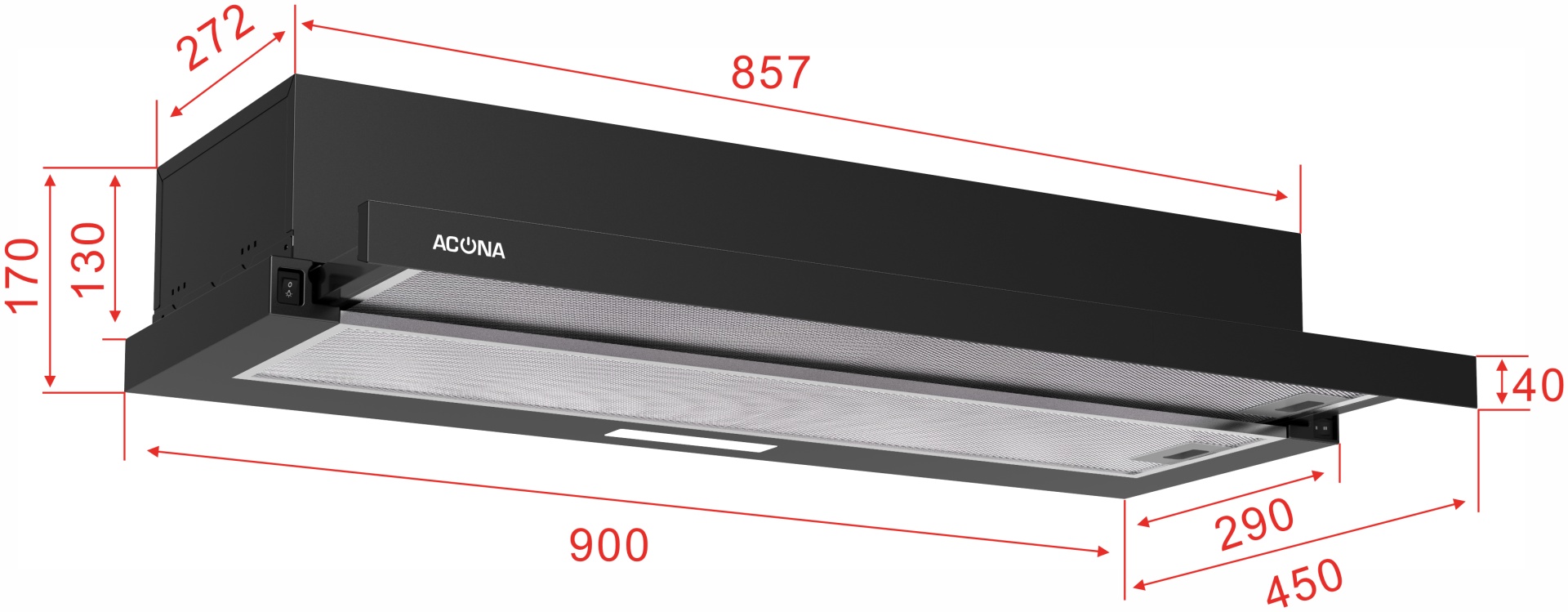 Вытяжка ACONA Edge 90 черный — фото 4