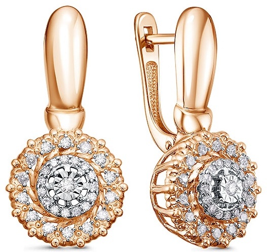 Серьги Miras Gold С1819-0120 вес 7.44 г золото, бриллиант