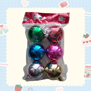 Merry Christmas Шары на елку пластик 6 шт, мультиколор