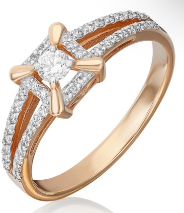 ЮЗ Платина 01-4623-00-501-1110-38 размер 16.5 вес 2.55 г золото, фианит Swarovski