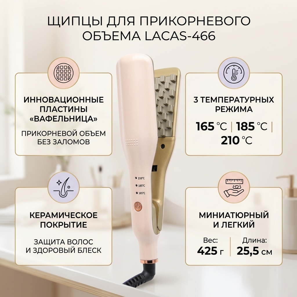 Щипцы для прикорневого объема LACAS -466 щипцы гофрированные