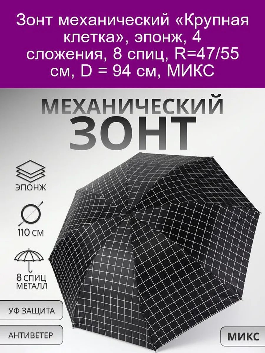 Зонт-трость механика черный
