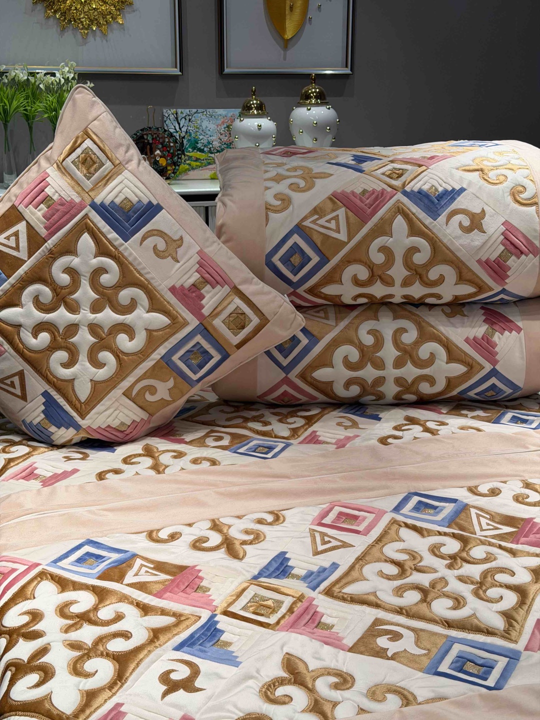 Комплект корпе с подушками 220x80 см, вата, бежевый