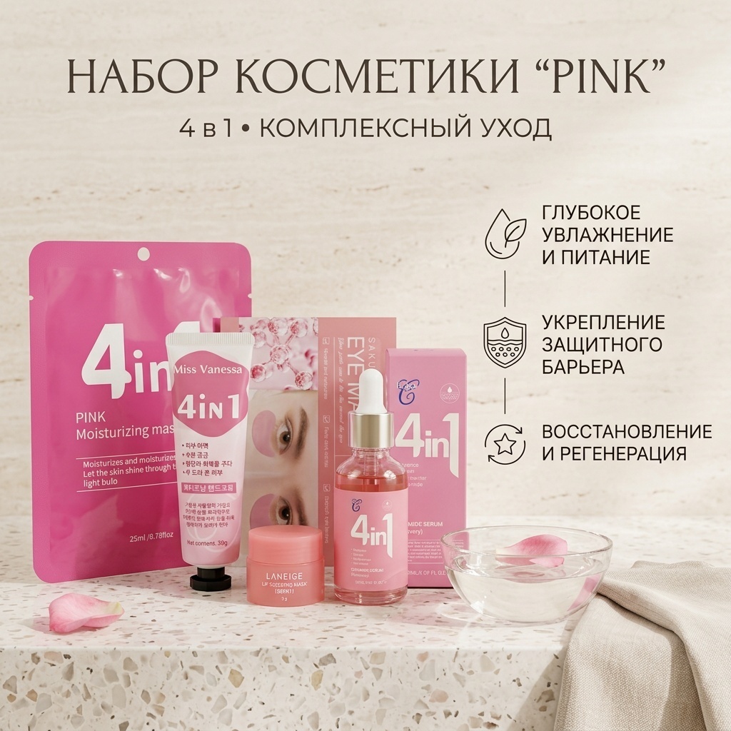 Набор косметики 4в1 pink набор уходовой косметики для женщин