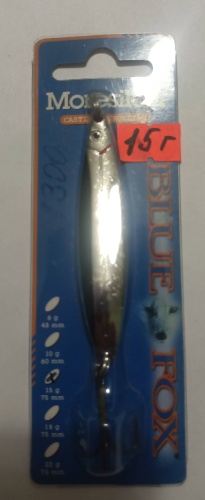 Блесна Blue Fox 15g 1 шт 70 мм Серебро, черная полоса