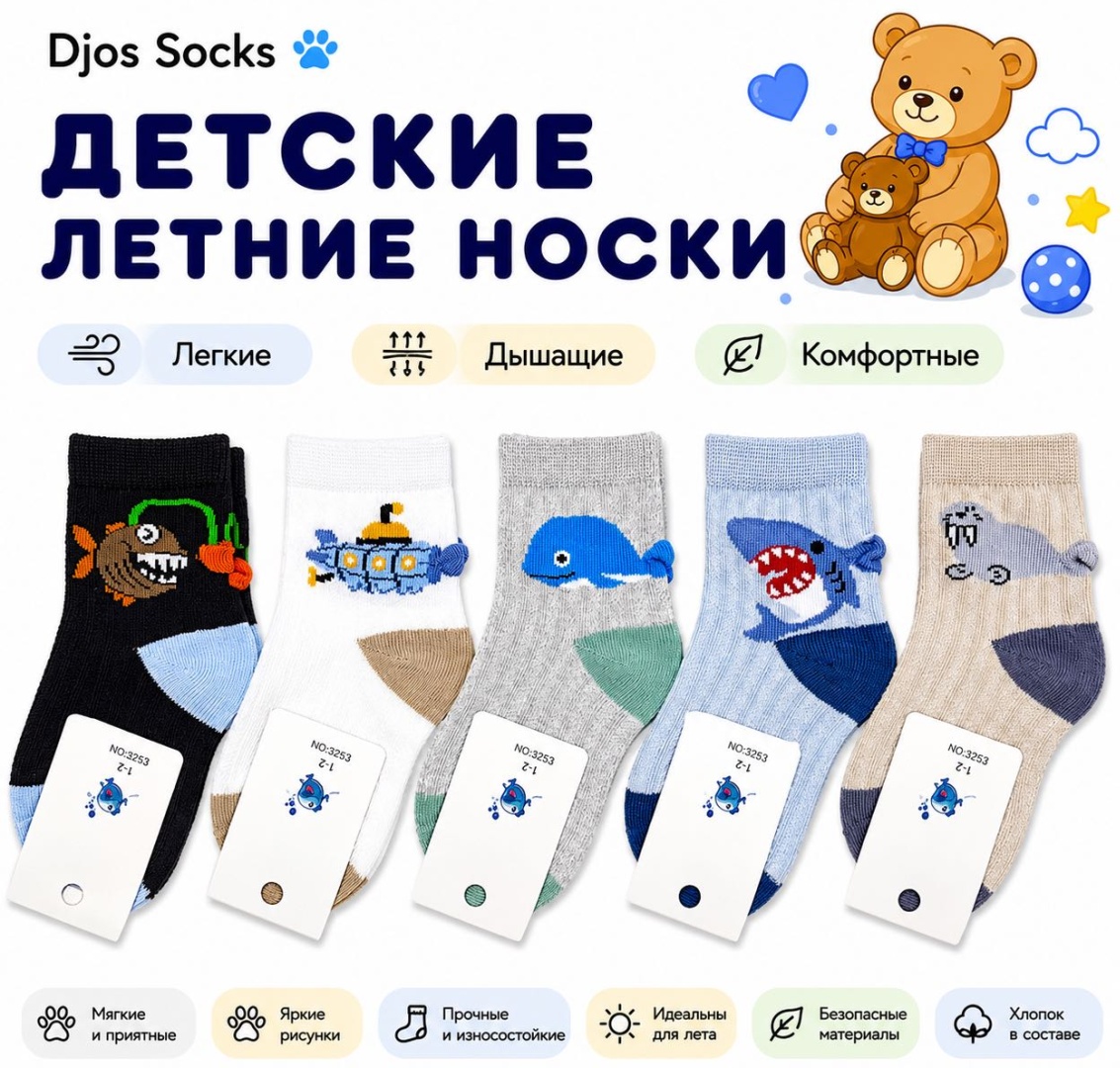 Носки Djos Socks S-3353 10 пар мультиколор 3-4 года