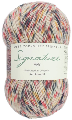 Моток West Yorkshire Spinners Signature 4ply Butterflies Red Admiral 1241 400 м 100 г