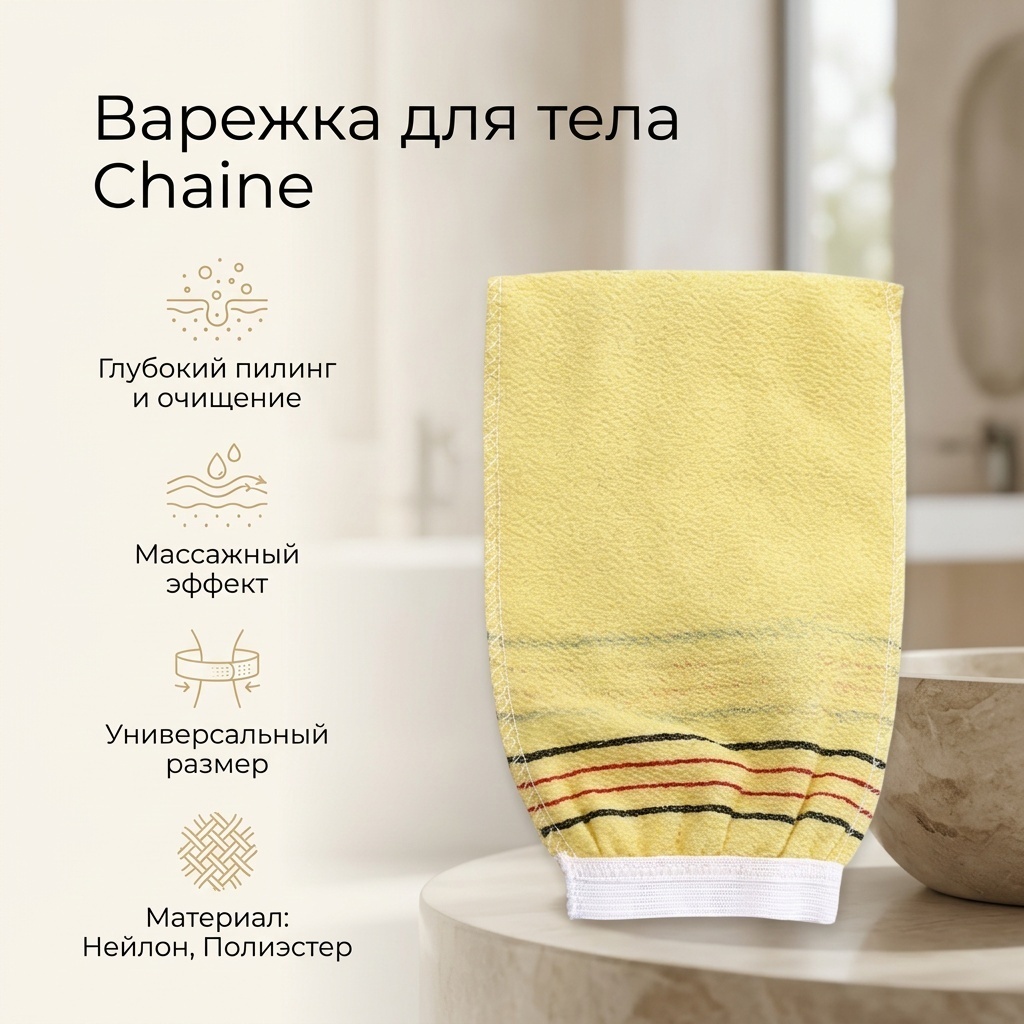 Chaine варежка для тела, универсальное желтый 1 шт
