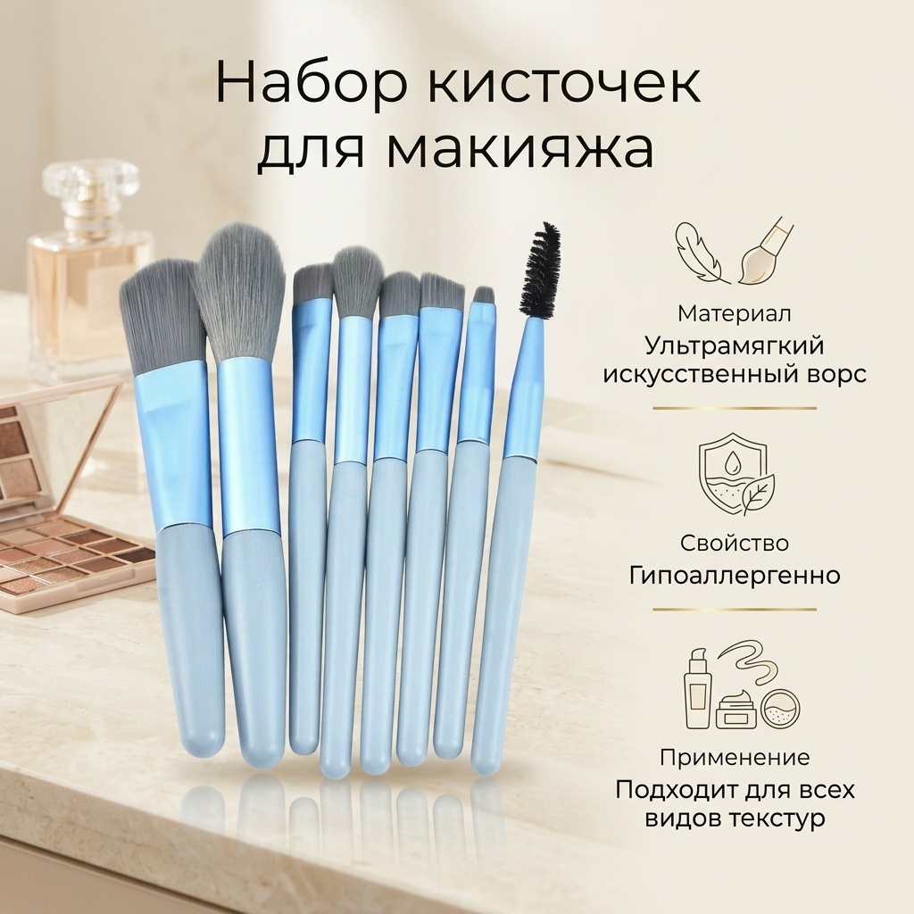 Набор кисточек 808336808336 для макияжа 8 шт