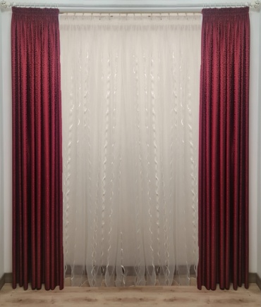 Портьеры Renaissance 250x270 см 2 шт, жаккард, бордовый