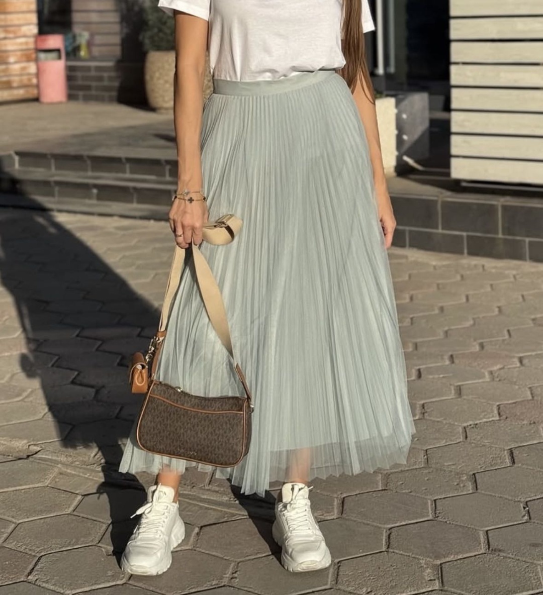 Плиссированная юбка мятный