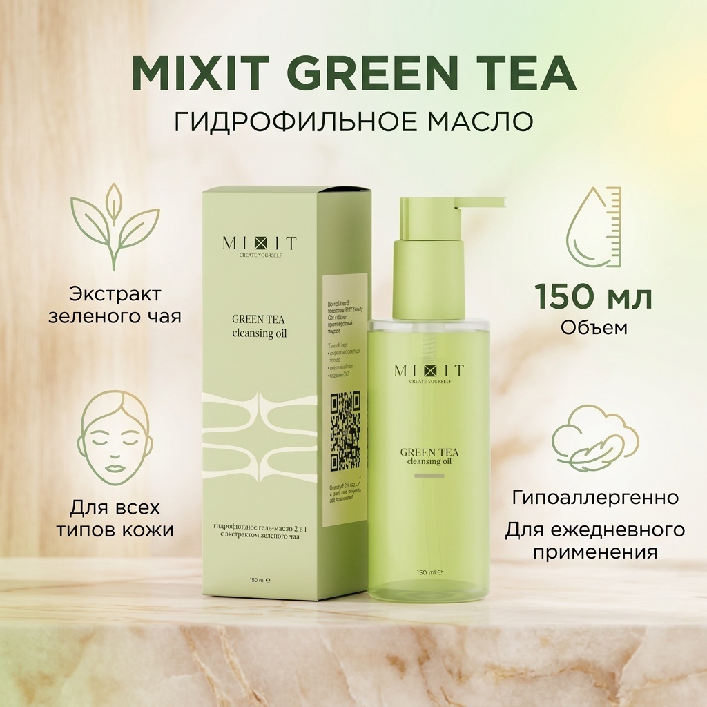MIXIT your skin green tea гидрофильное масло 150 мл