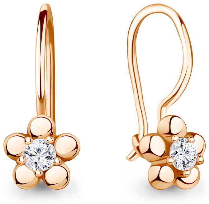 Серьги Zlato 95А400987АА вес 1.2 г серебро, фианит