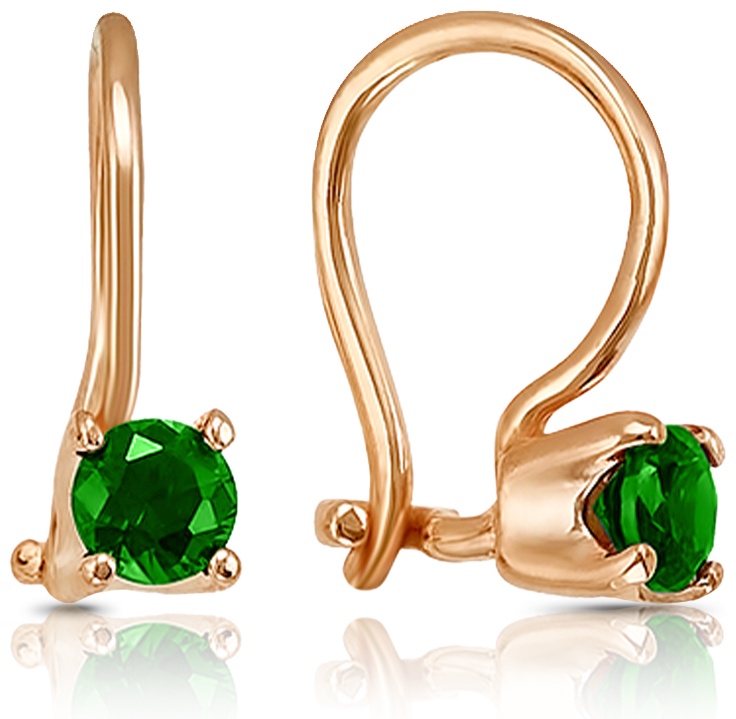 Серьги Lucente С130-340ЗЕЛ вес 0.97 г золото, фианит