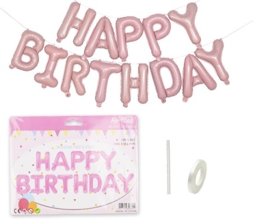 Набор воздушных шаров Happy Birthday 1 шт, розовый, мультиколор