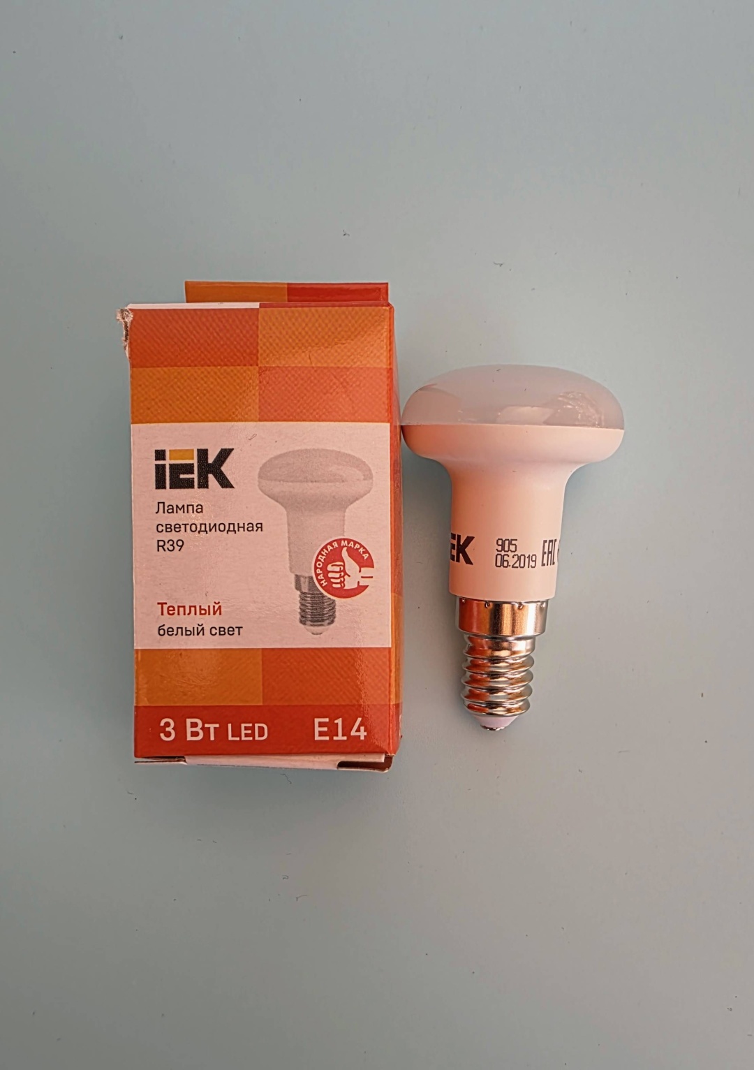 IEK 3W E14, светодиодная, теплый белый