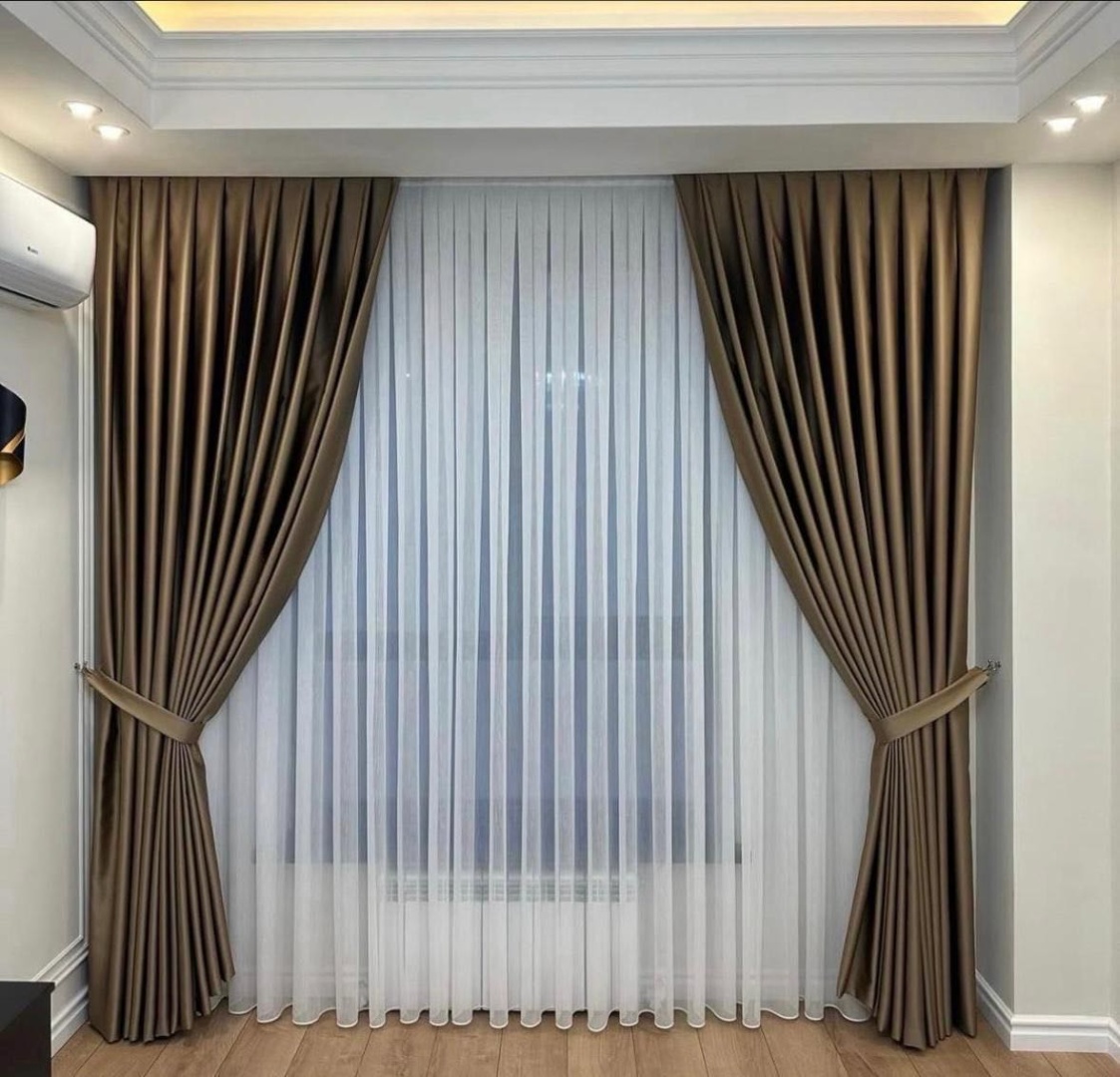 Комплект 300x270 см 2 шт, велюр, коричневый