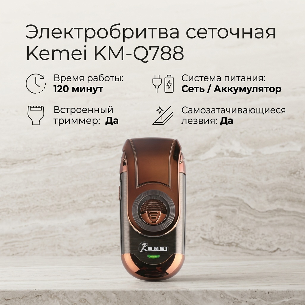 Электробритва Kemei KM-Q788 сеточная