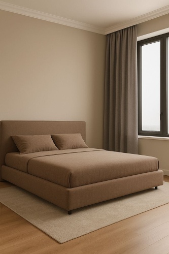 Кровать SM Company Elegance двуспальная, 200x200 см (с матрасом, без подъёмного механизма) коричневый