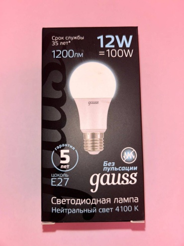 Gauss 12W E27, светодиодная, нейтральный белый