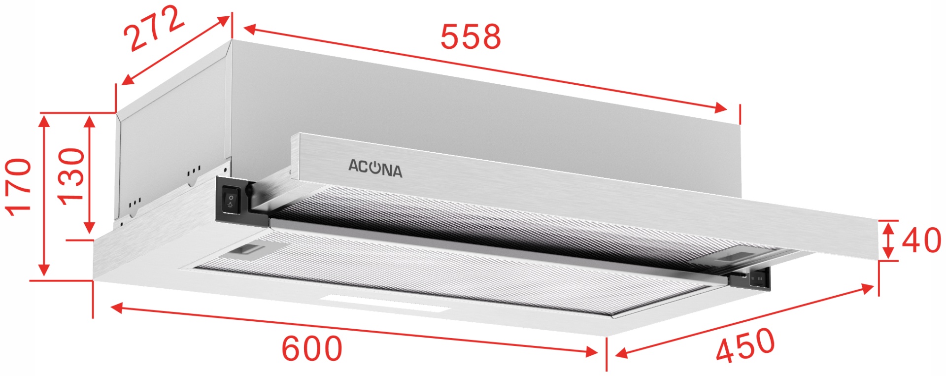 Вытяжка ACONA Edge 60 серебристый — фото 8
