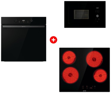 Gorenje BOS6737E20FBG черный + микроволновая печь BM201AG1BG + варочная поверхность ECT64BSCE