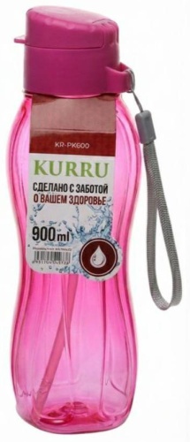 Бутылка KURRU 0.9 л розовый, флип-топ, пластик