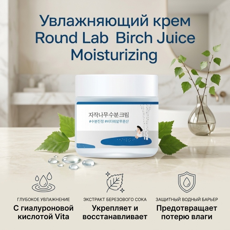 Round Lab крем Birch Juice Moisturizing для лица 80 мл