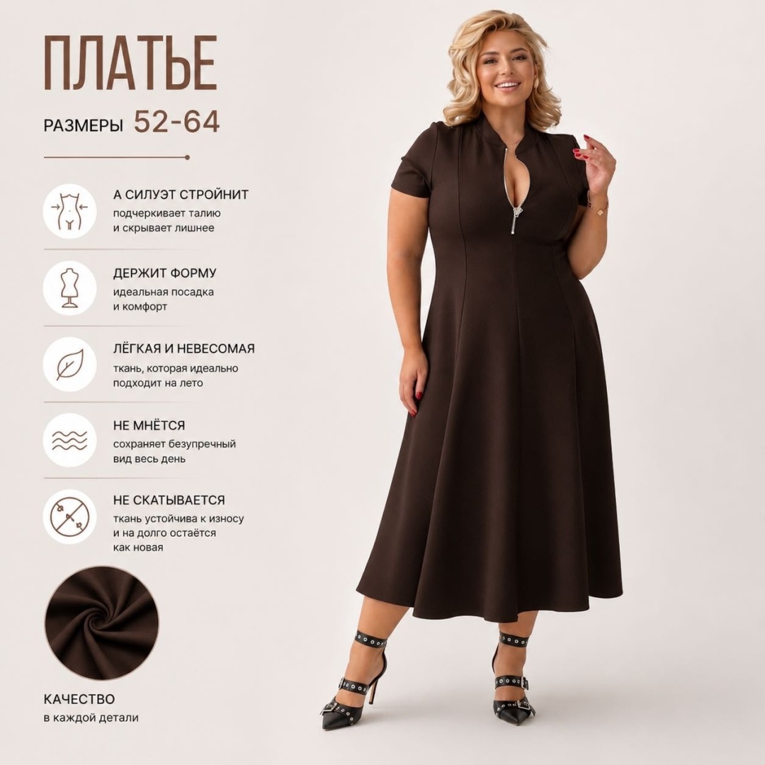 Повседневное платье Perfetto коричневый