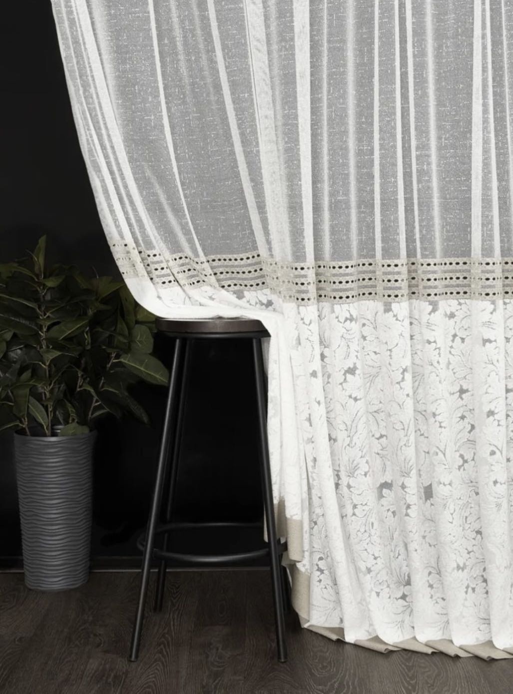 Тюль OKA HOME 300x250 см 1 шт, жаккард, белый