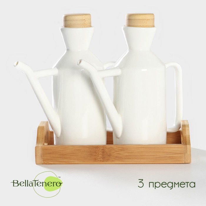BellaTenero соусник Емкости для соусов фарфоровые на подставке из бамбука, фарфор