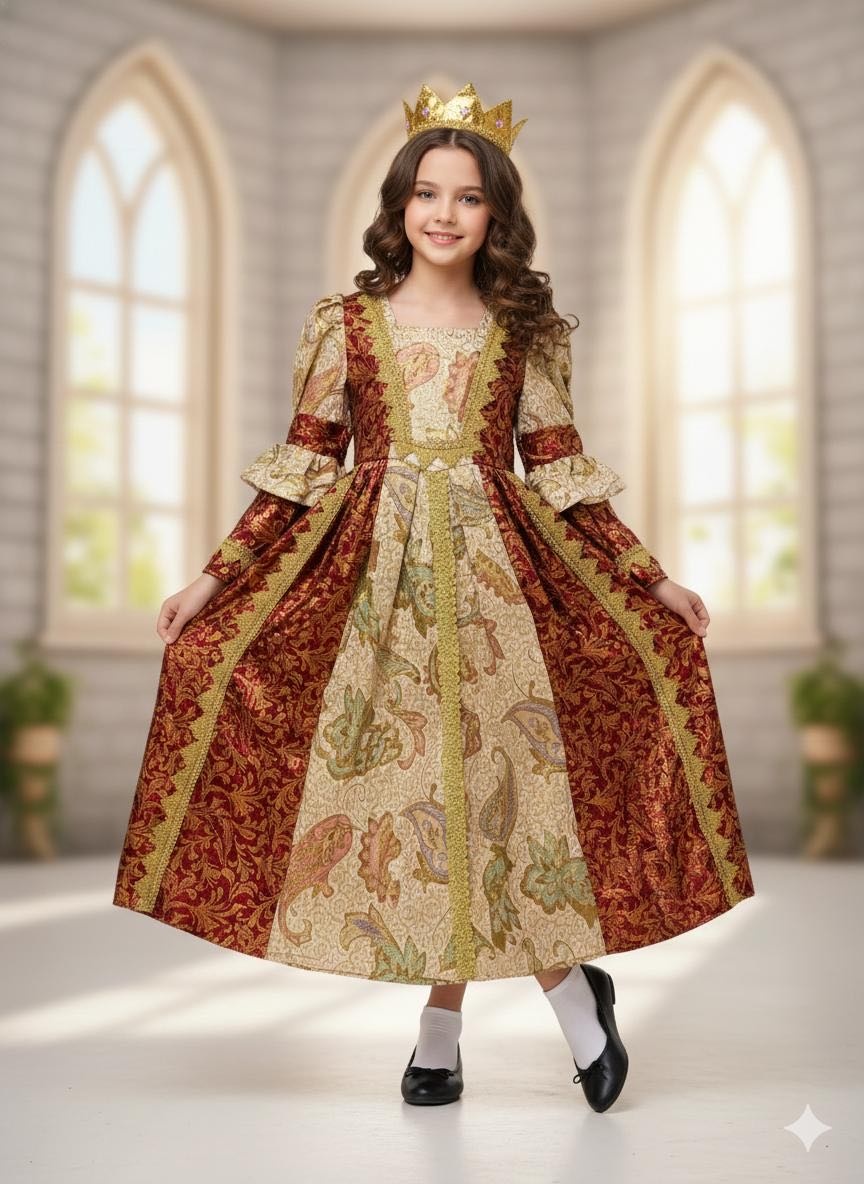 Карнавальный костюм Fashion collection Королева бордовый, золотистый