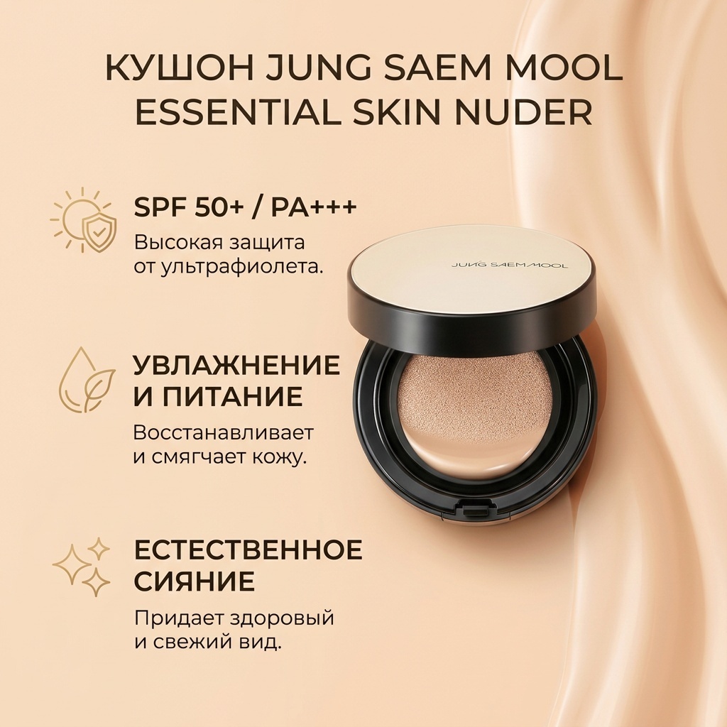 Jungsaemmool Essential Skin Nuder SPF50 кушон 19 Light 28 г