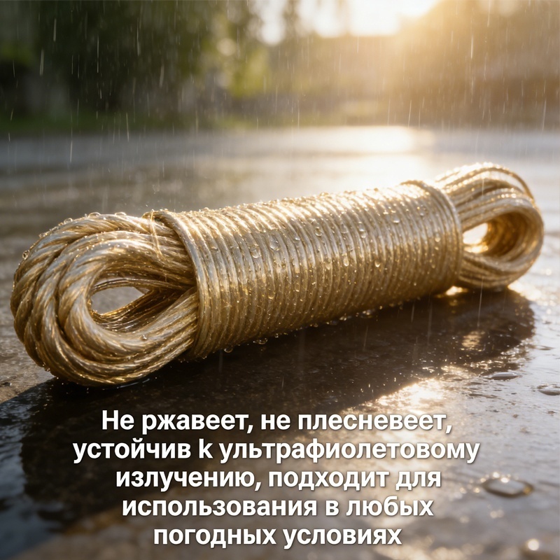 Бельевой металлический трос YK0K0877 20 м, ПВХ