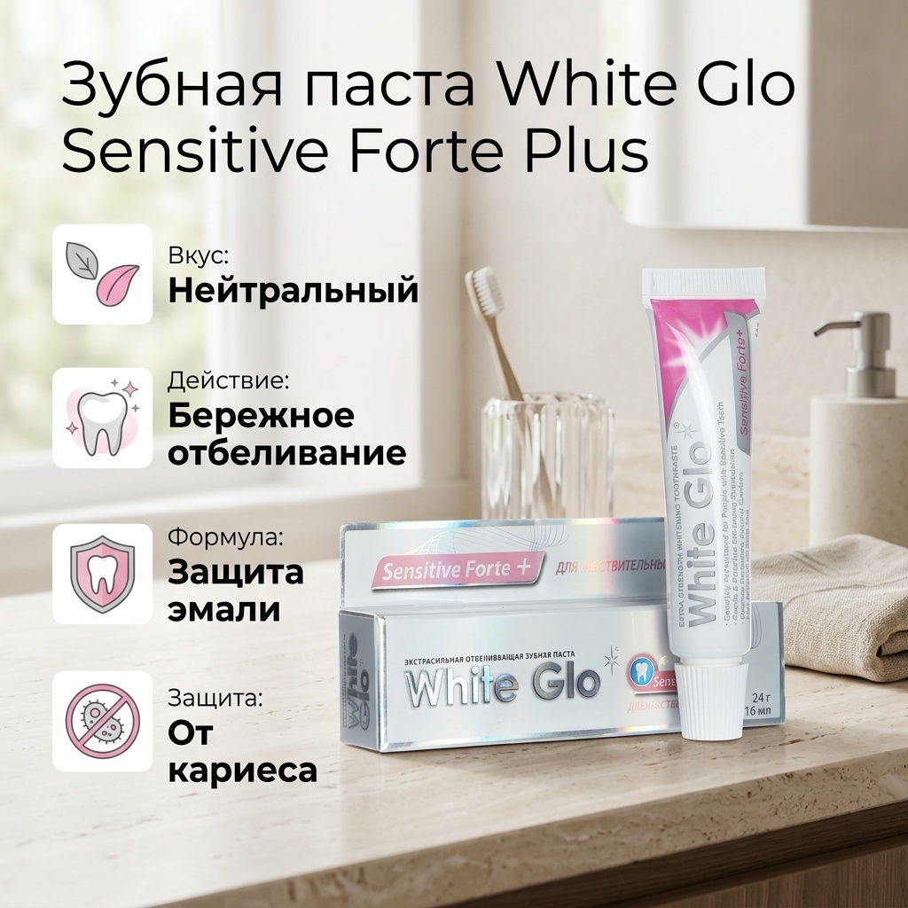 White Glo зубная паста Sensitive Forte Plus 24 г