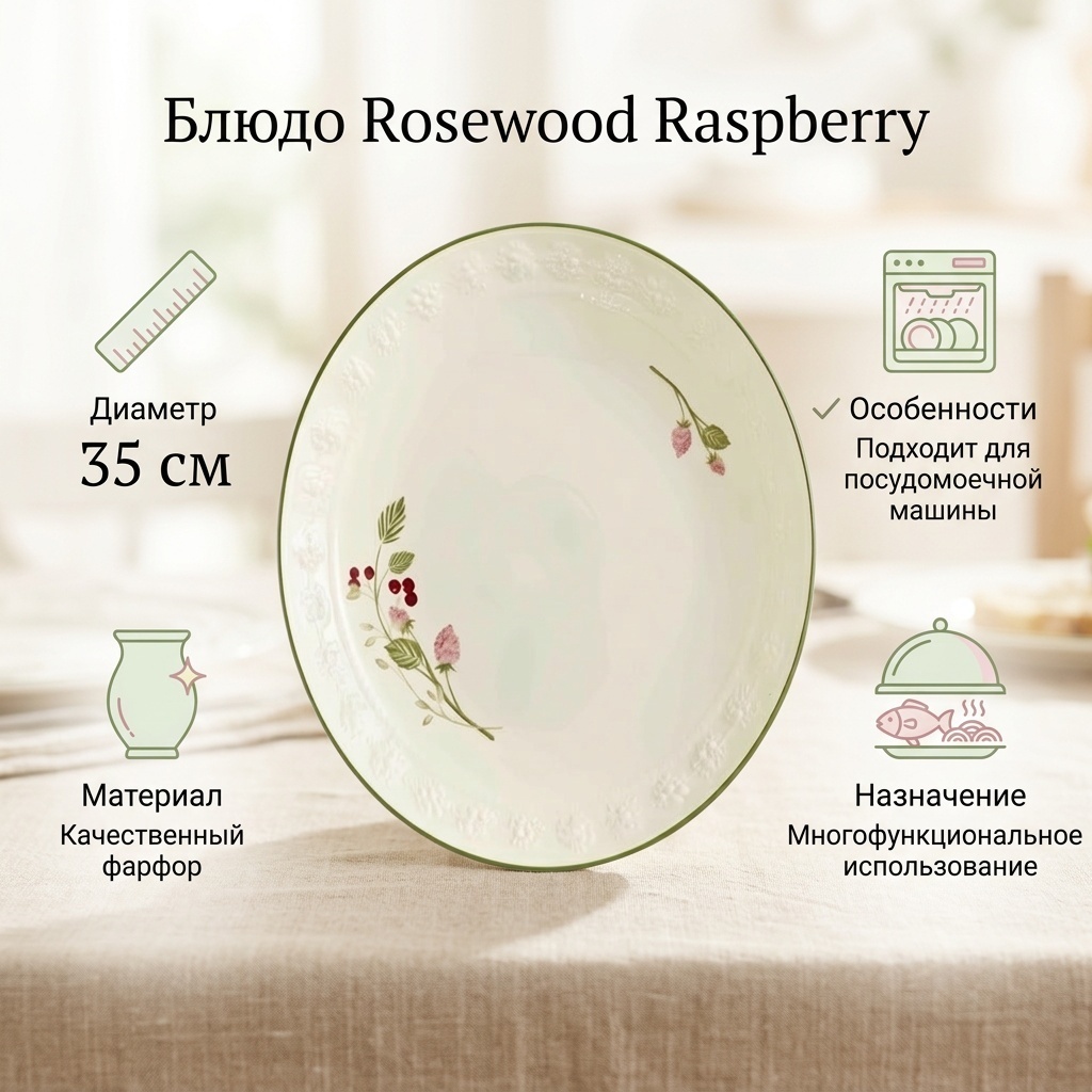 Блюдо Rosewood Raspberry 35х35 см, фарфор, 1 шт