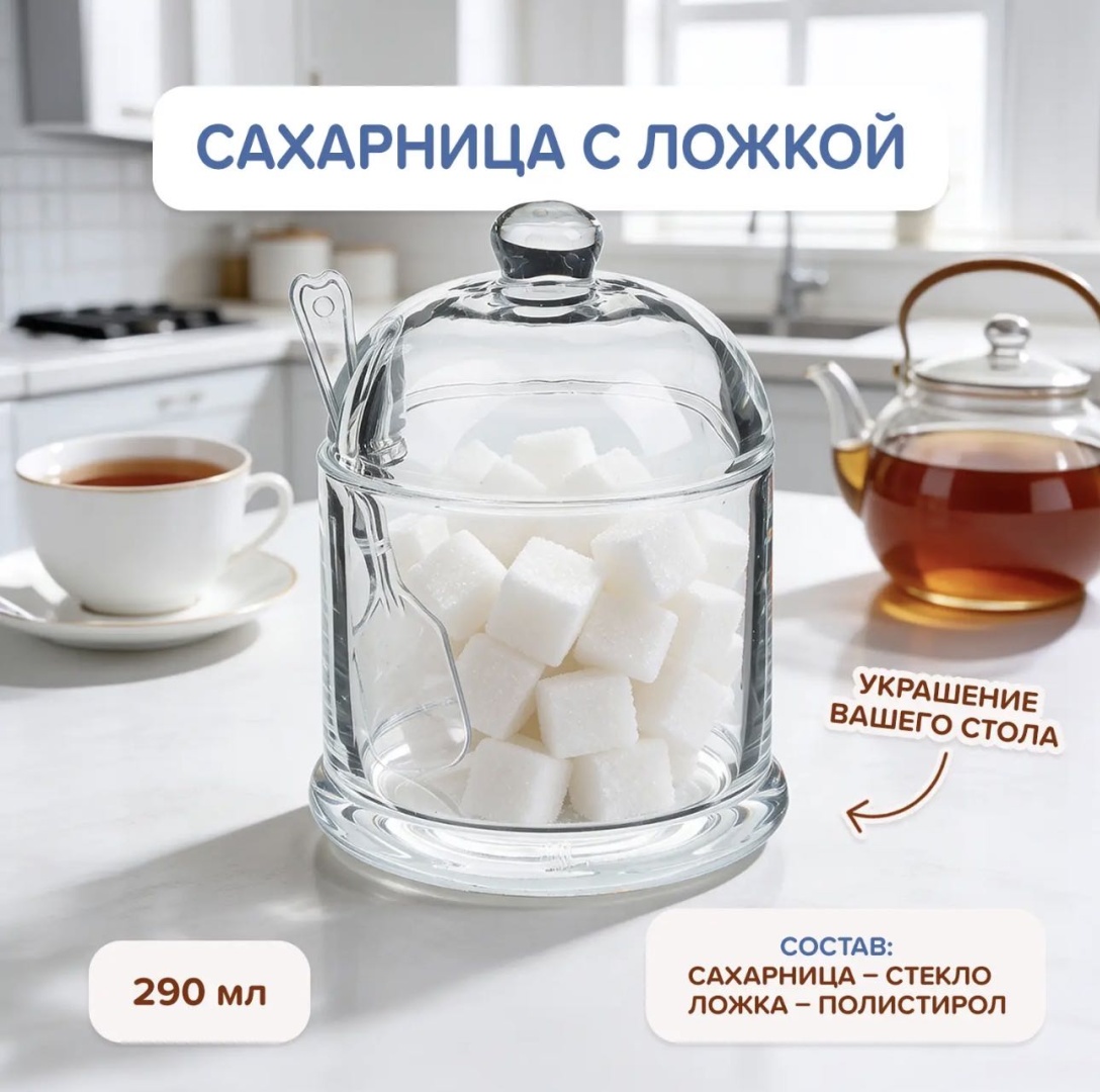 Сахарница 30193667_796955141 1 шт, жаропрочное стекло