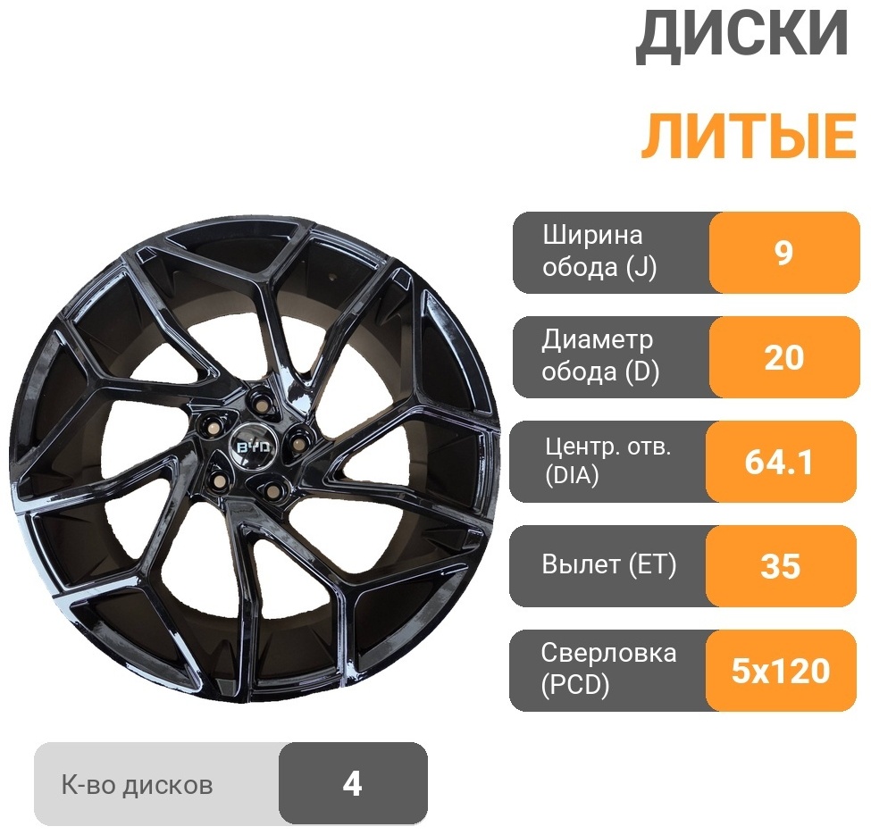 Top Grade byd 567 9x20/5x120 D64.1 ET35 4 диска черный