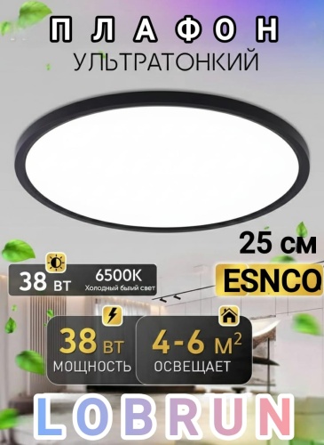LOBRUN плафон ES217 BK38W-25, пластик
