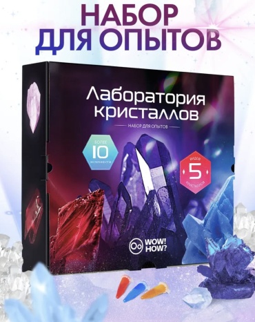 Выращивание кристаллов, опыты с реактивами, наблюдение WOW! HOW WH18