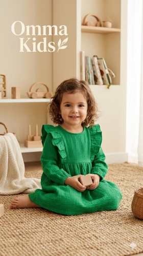 Повседневное платье Omma Kids зеленый