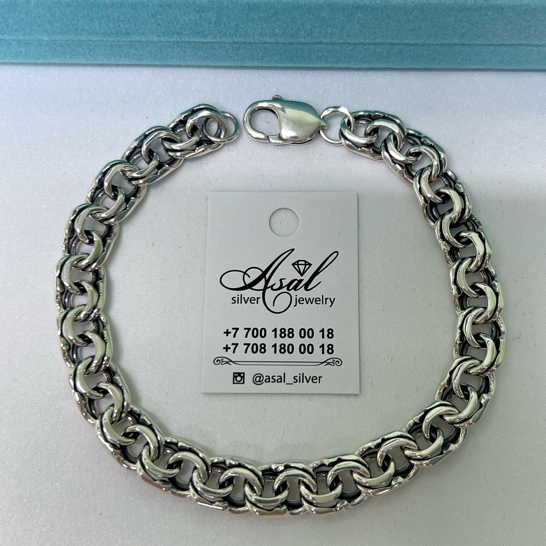ASAL SILVER Asais.412 длина 21 см, вес 25 г серебро, плетение бисмарк