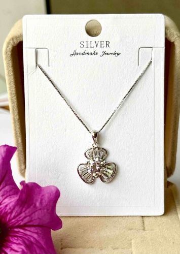Колье Silver 655543 длина 45 см вес 3.23 г серебро, цирконий