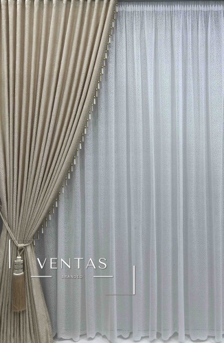 Портьеры VENTAS 400x260 см 2 шт, шенилл, золотистый, кремовый
