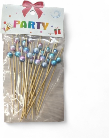 PARTY шпажки Шпажки для канапе с декоративными шариками, 25 шт, 13 см голубой 25 шт