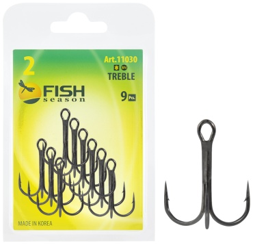 Крючок для рыбалки Fish Season Крючок тройной Fish Season 11030 №01F (уп. 8 шт.) тройной черный 8 шт