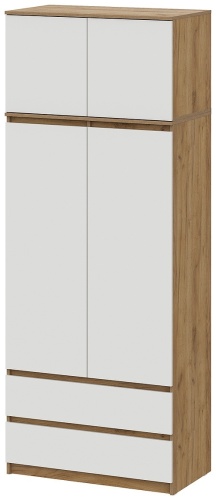 Распашной шкаф GreenMebel Люмо 90, 90.2x230х50 см, светло-коричневый, белый