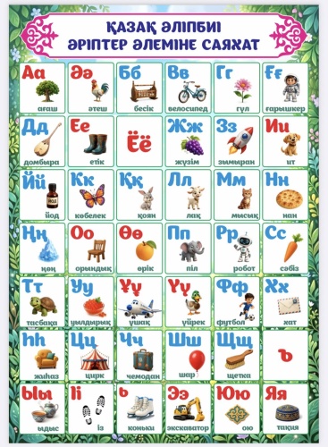 Плакат Marfu Press Қазақ ӘЛІПБИІ. Әріптер әлеміне саяхат. Marfu Press, A2, бумага, картон