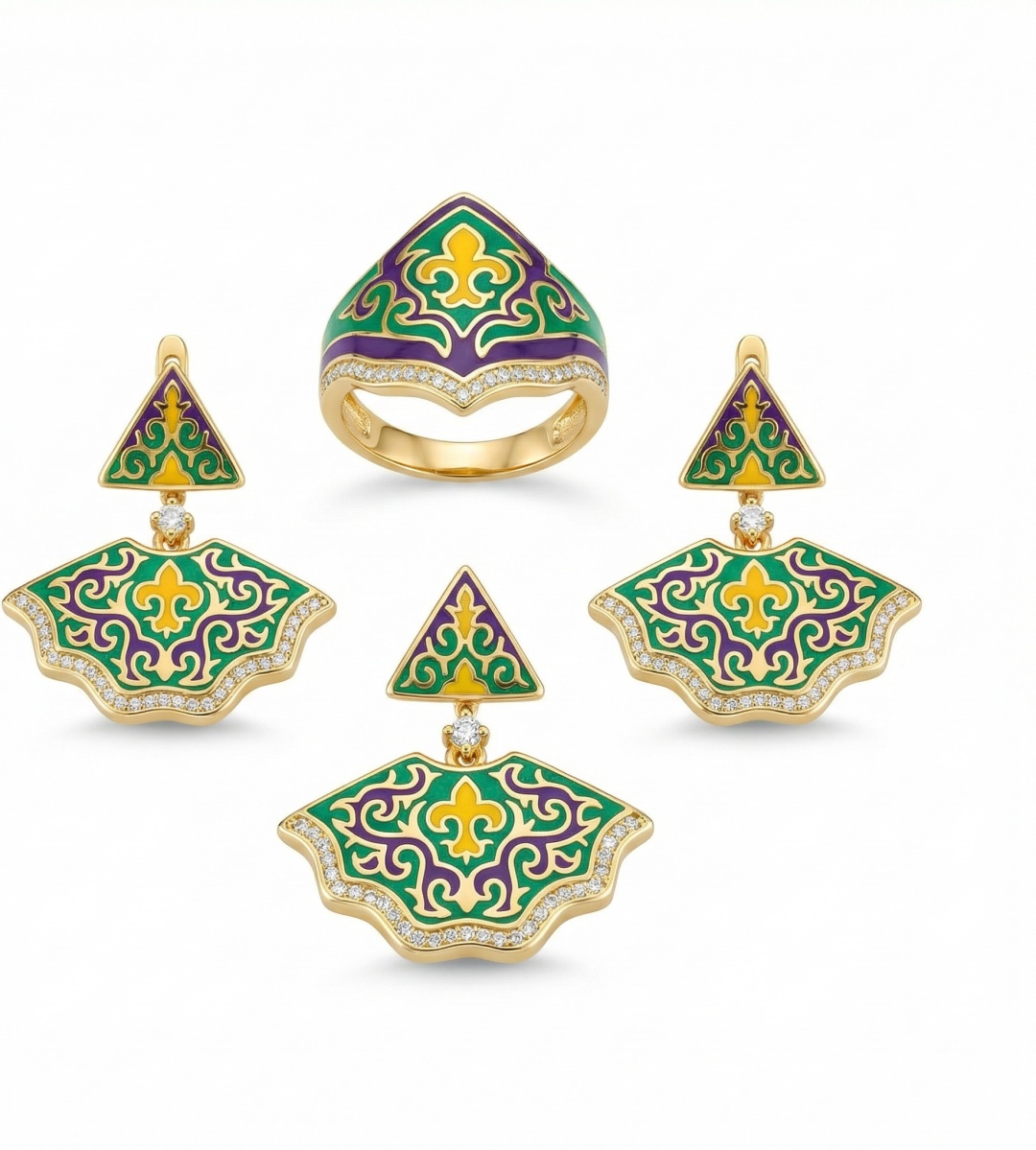 KHANS 1134G1234G1934G вес 16 г сплав покрытый золотом 18К, фианит, эмаль